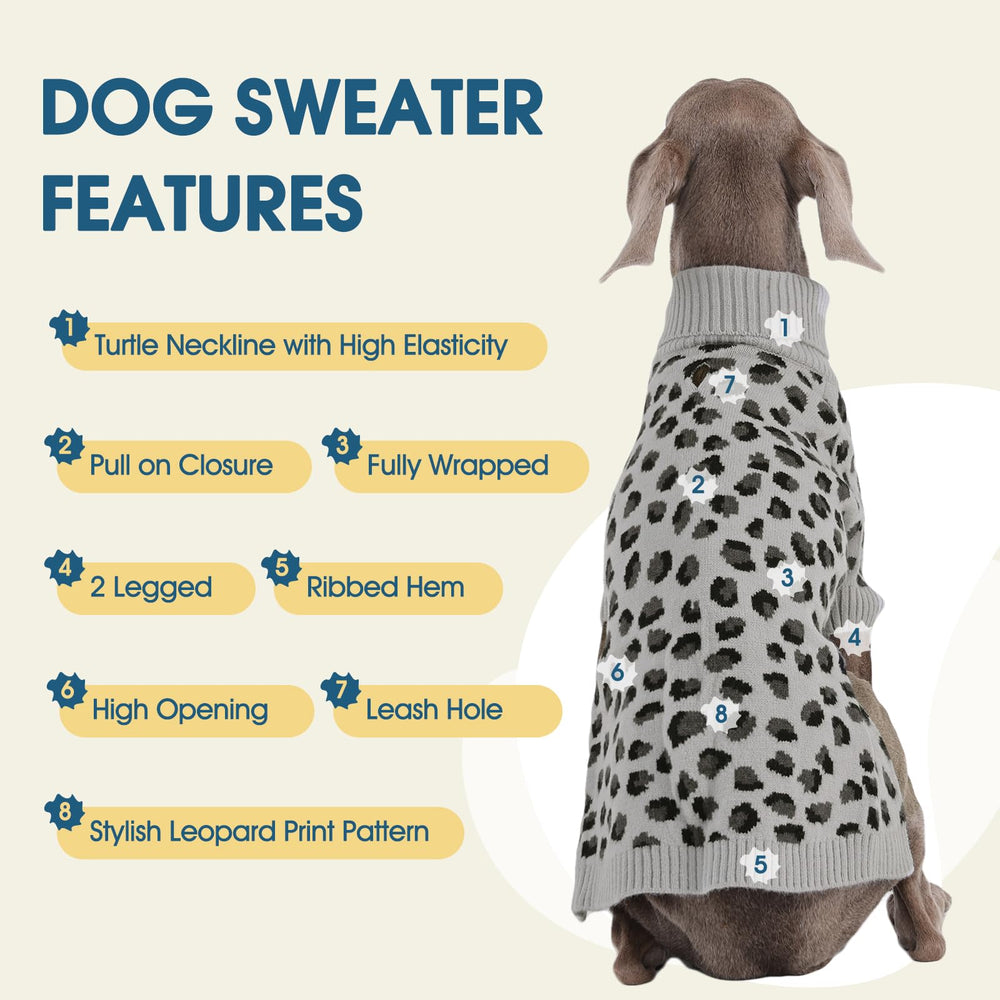 ROZKITCH knitted turtleneck dog sweater grey back view with belly wrap