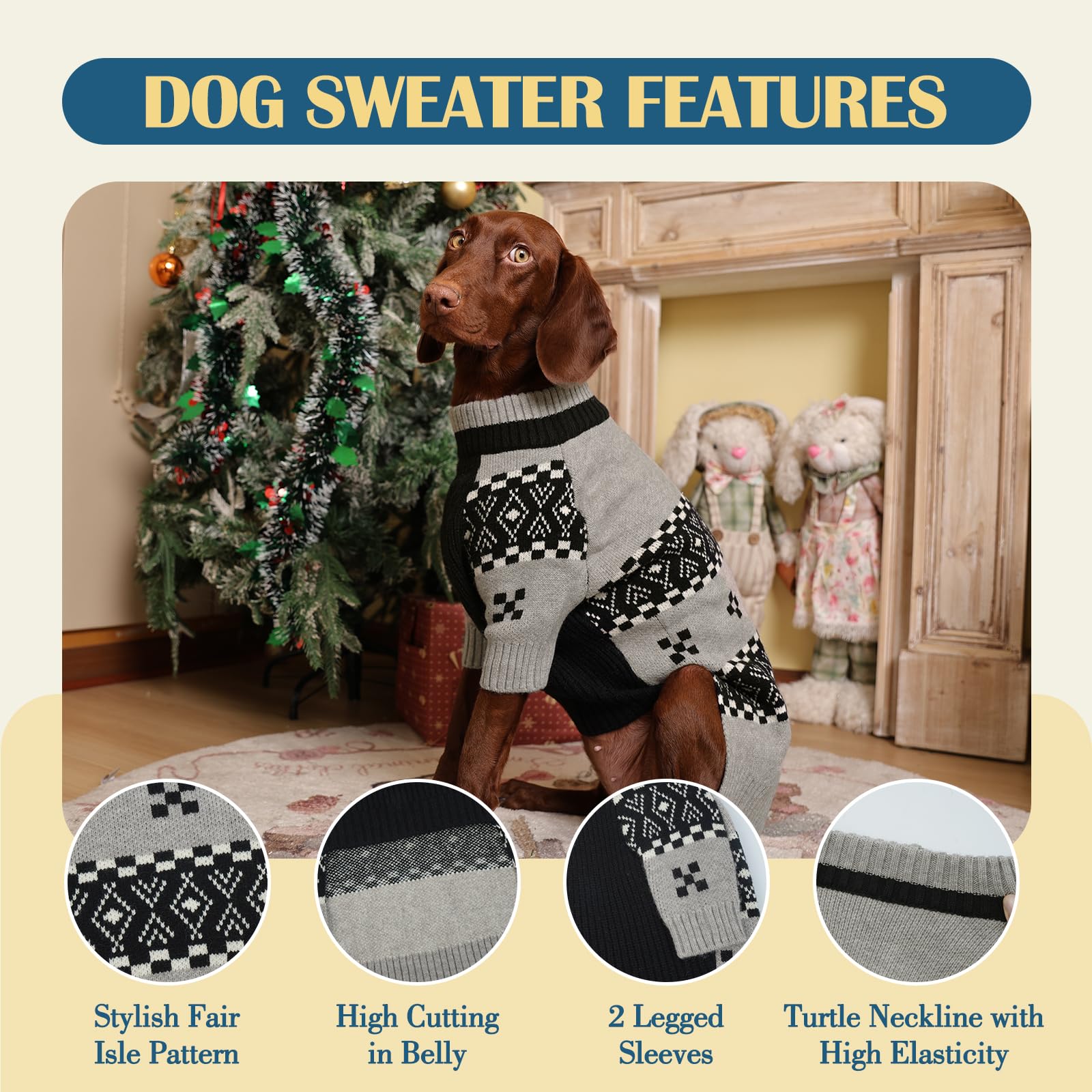 ROZKITCH 4XL sweater shows chest, back, and neck measurements for a comfortable fit.