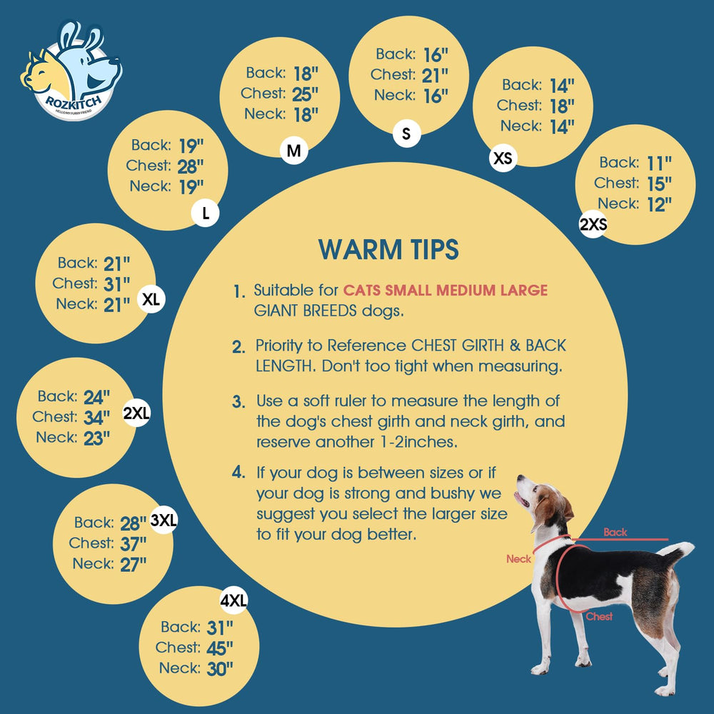 ROZKITCH XS dog winter coat rolled collar offers extra coverage against cold winds