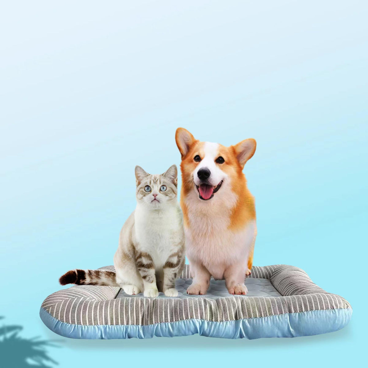 RPGT Summer Pet Self Cooling Mat angle view, 18x22 for cats and small dogs, cooling comfort.