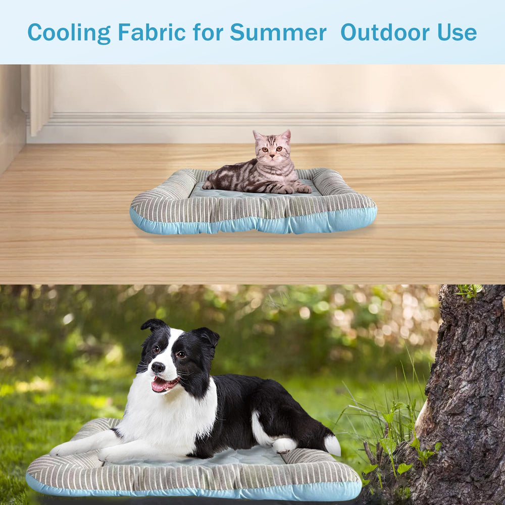 RPGT Summer Pet Self Cooling Mat on bed or sofa provides cooling comfort.