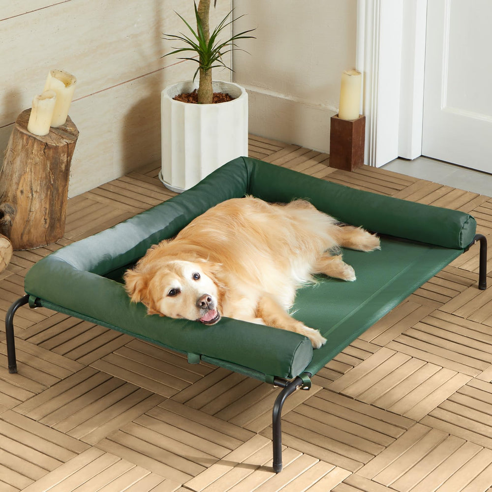 RRPETHOME cooling elevated dog bed with mesh promotes airflow for hot days.