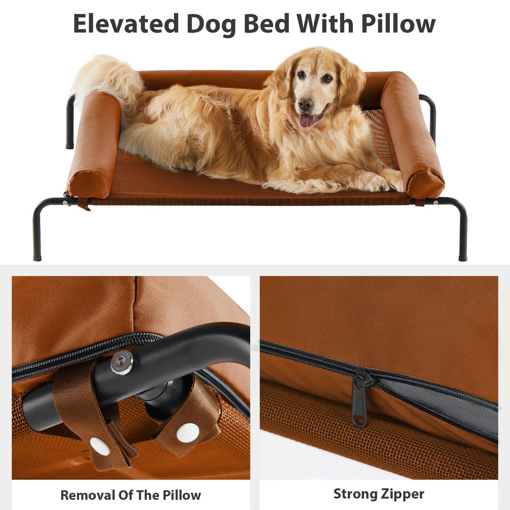 RRPETHOME cooling mesh bed in use outdoors demonstrates keeping pets comfortable.