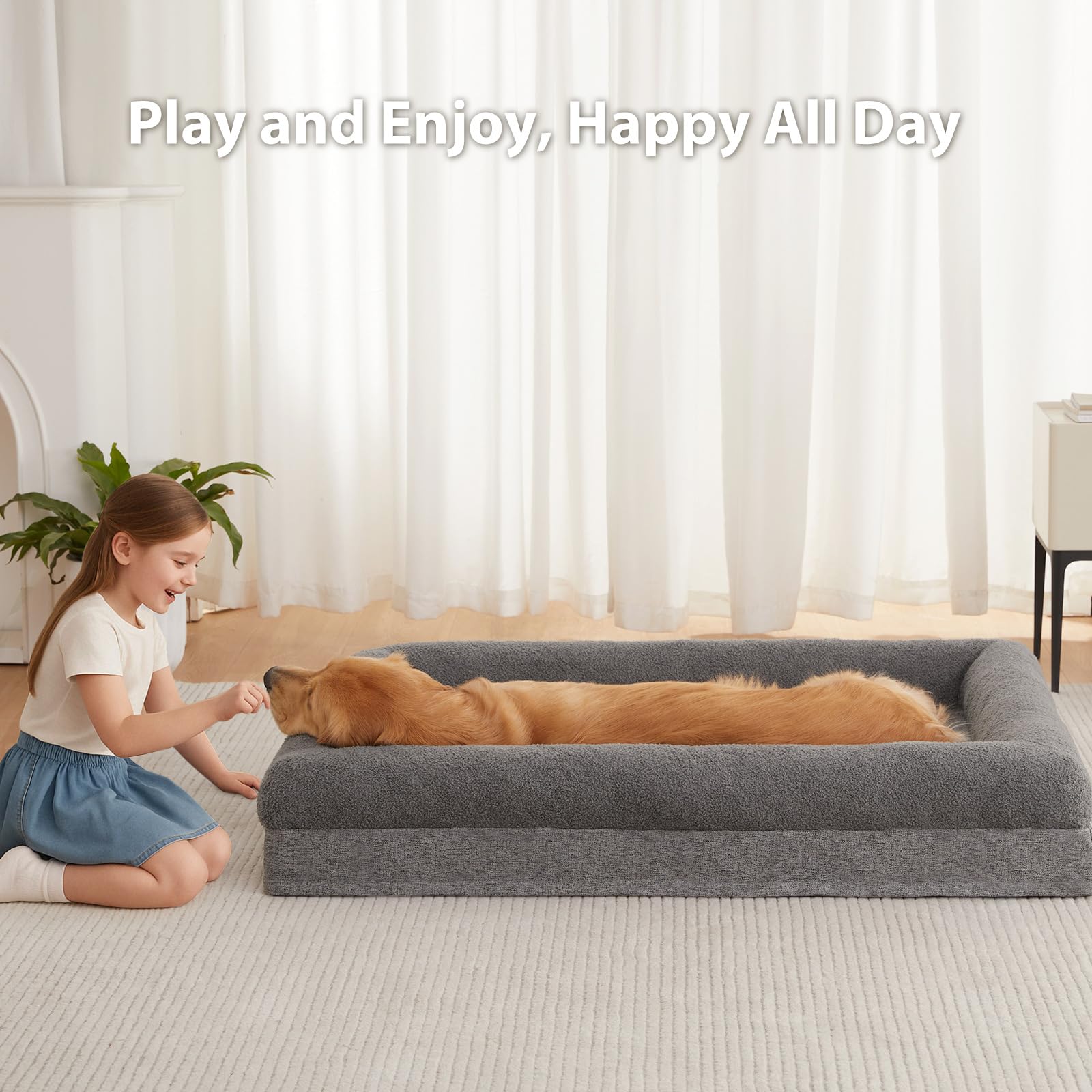RRPETHOME non-slip bottom keeps bed from sliding on floors.