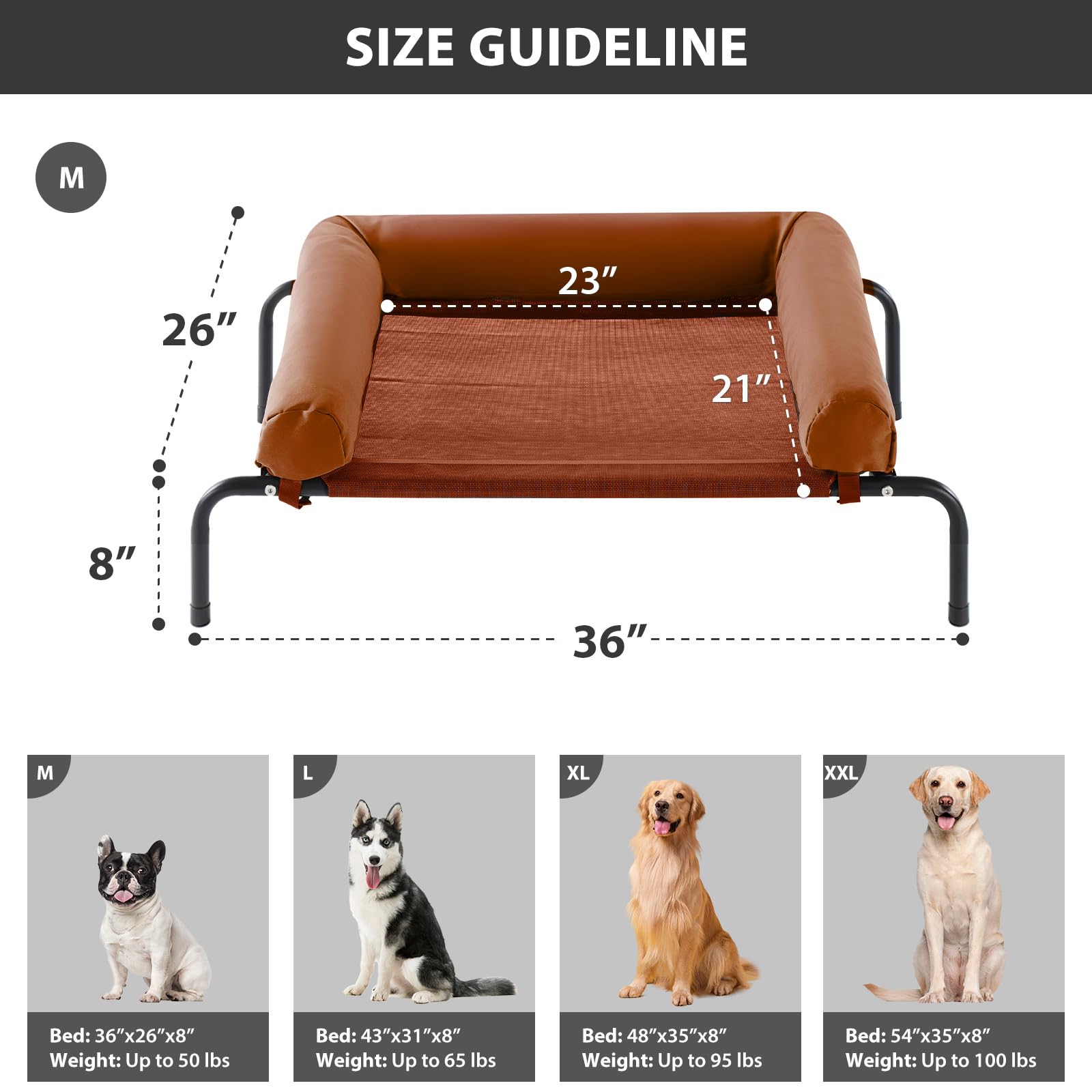 RRPETHOME dog bed side view shows raised rim for head and neck support.