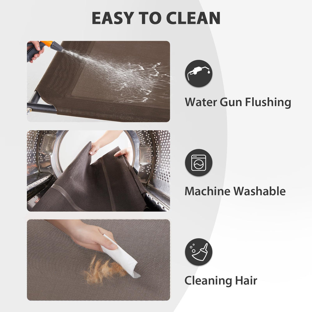 RRPETHOME non-slip feet protect floors and stabilize the bed outdoors.