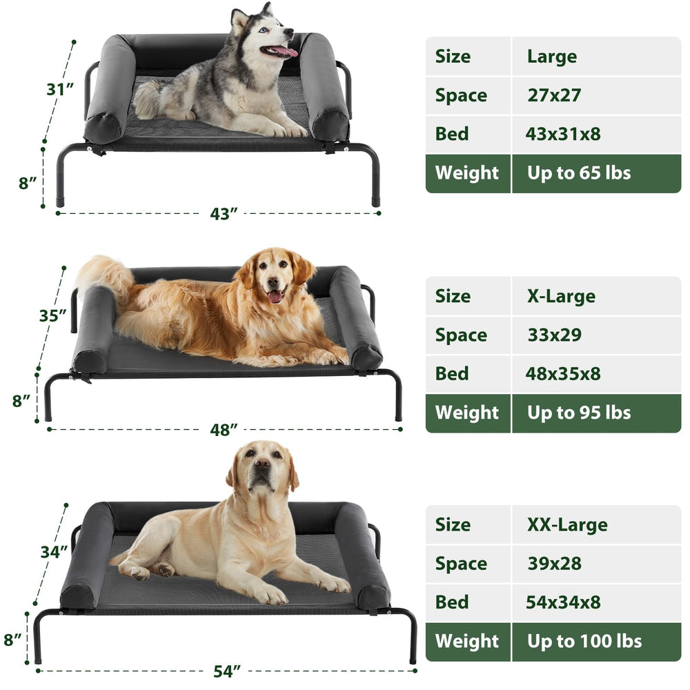RRPETHOME 47-inch raised dog bed ready for porch, yard, or camping