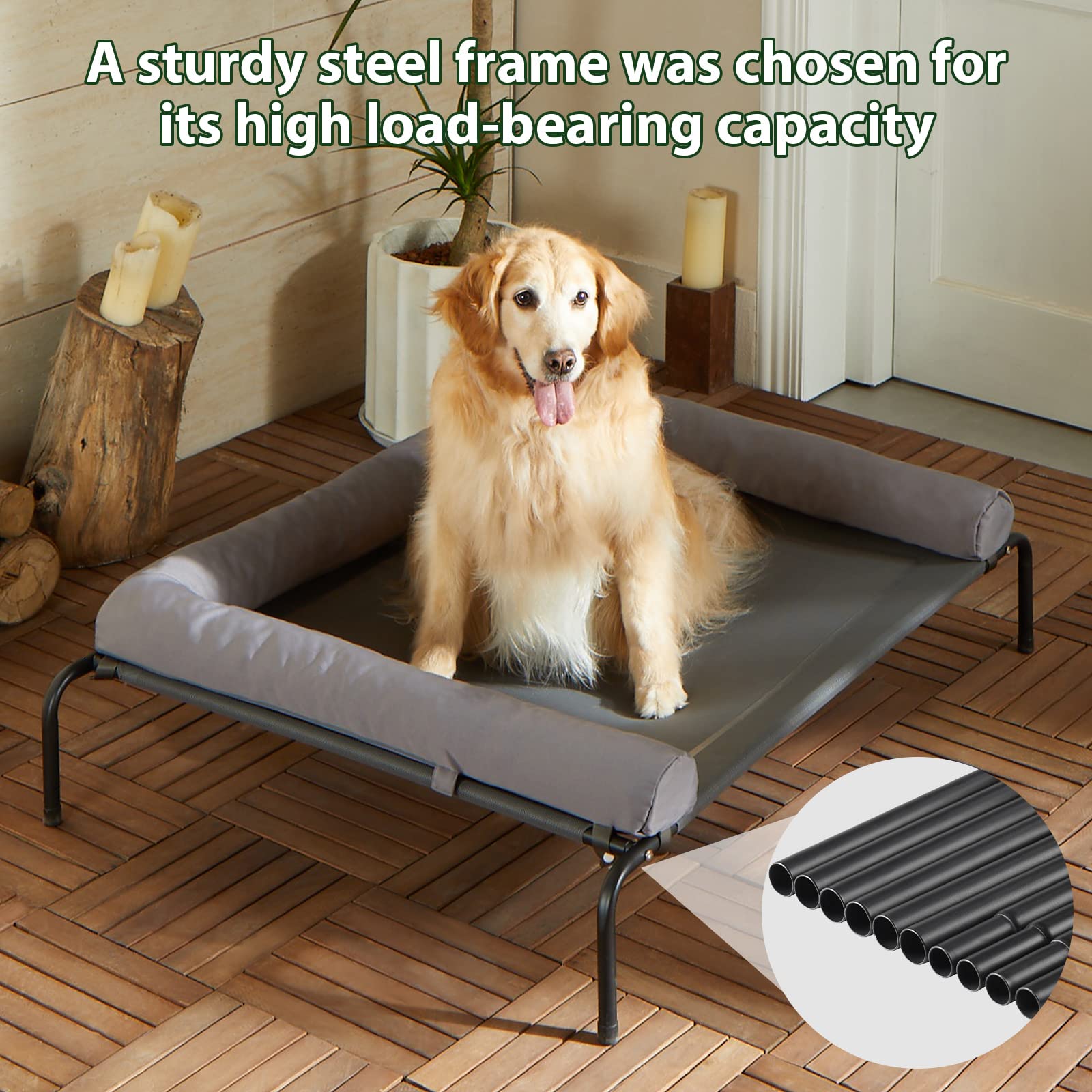 RRPETHOME slope headrest dog bed demonstrates neck-supportive resting position