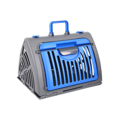 RSSLygaeonix foldable travel cat carrier front opening blue, ideal for quick trips.