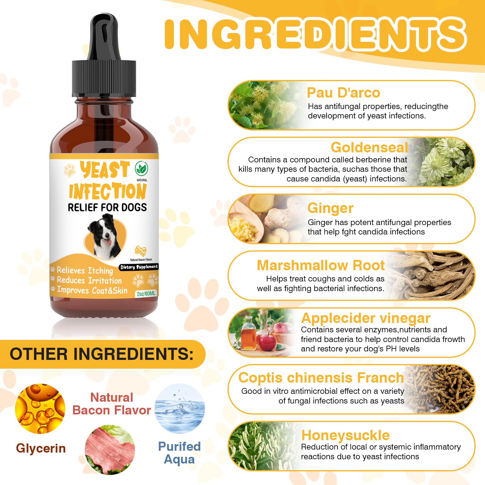 RUAKPL ingredientes clave, fórmula natural para apoyo general del cuidado canino
