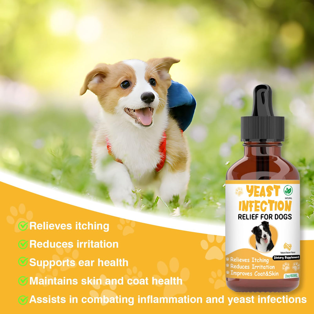 RUAKPL dog yeast drops image illustrating easy oral administration and supportive relief.