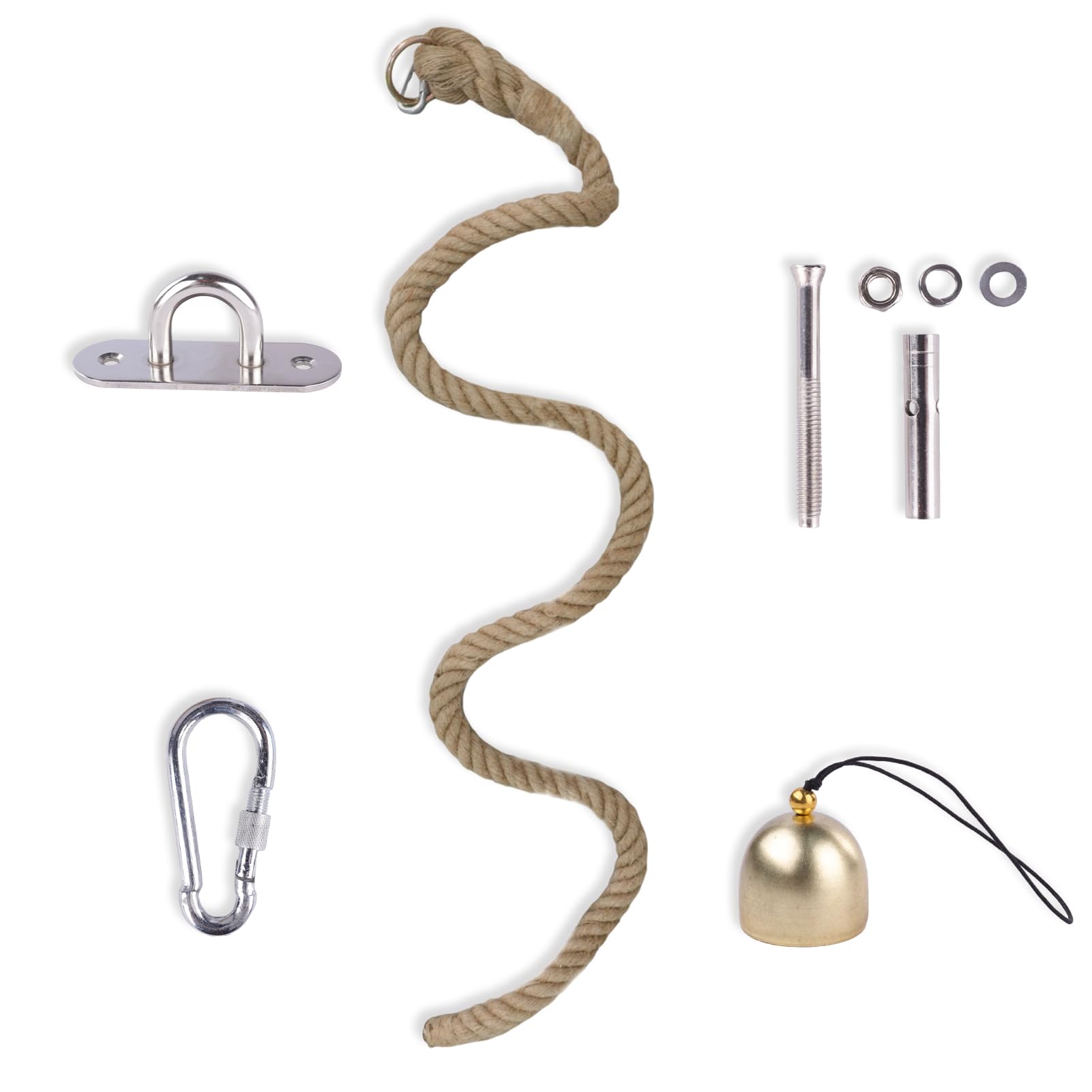 Rubierine attachment-hardware-carabiner-hook-screws shows complete mounting kit.
