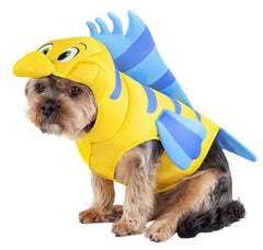 Rubies Disney Little Mermaid Flounder costume with attached fins for cute pet photos.