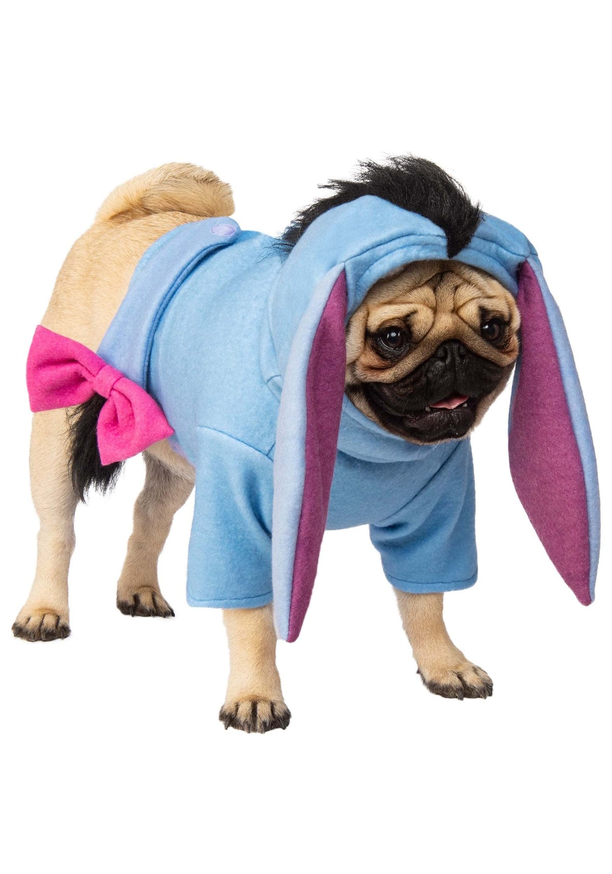 Rubies Eeyore pet costume front view for Halloween photos.