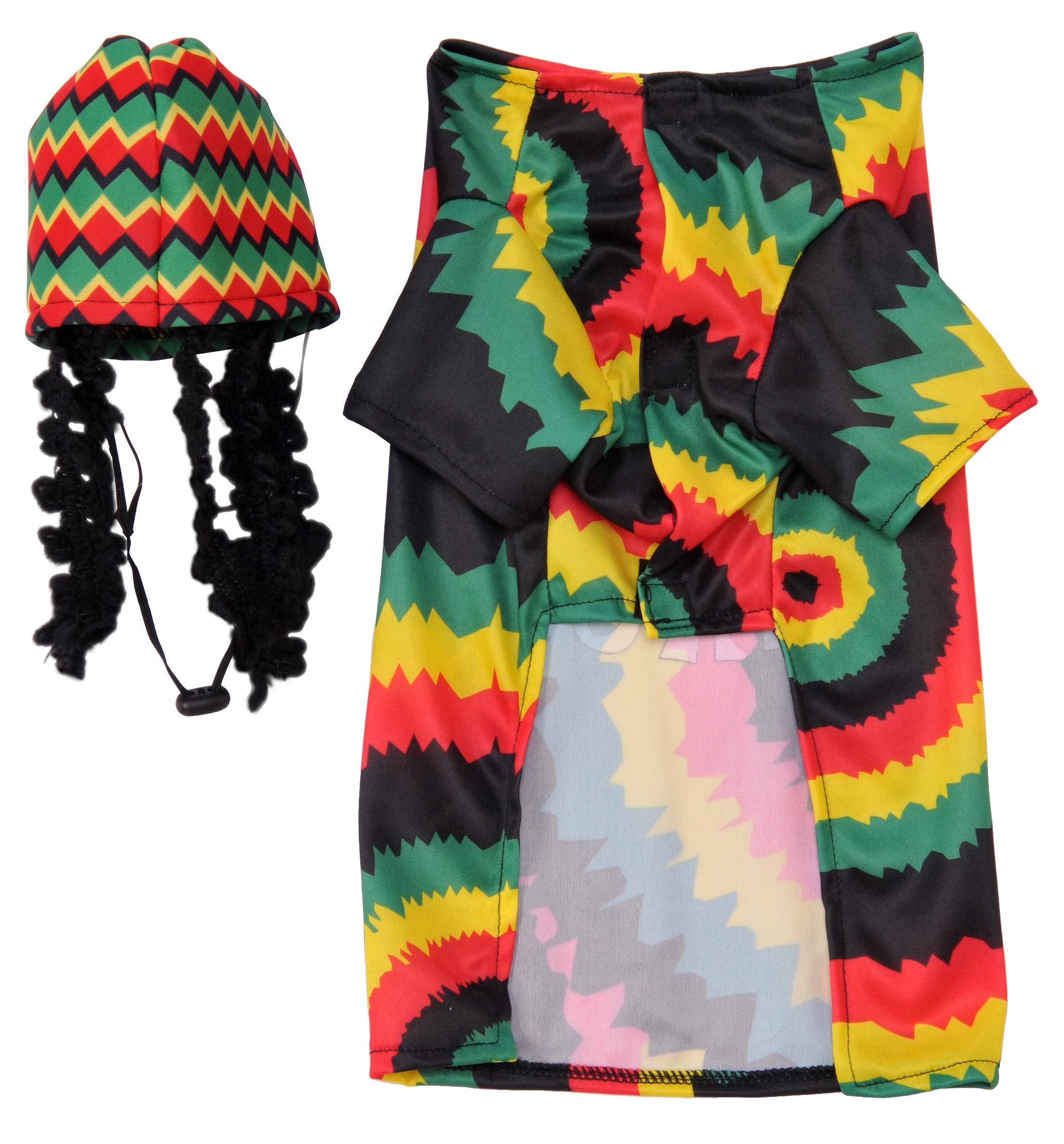 Rubies Rastafarian costume on dog creates bold Halloween look