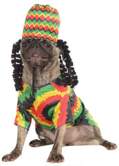 Rubies Rastafarian pet costume shirt in bright Rasta colors for playful photos
