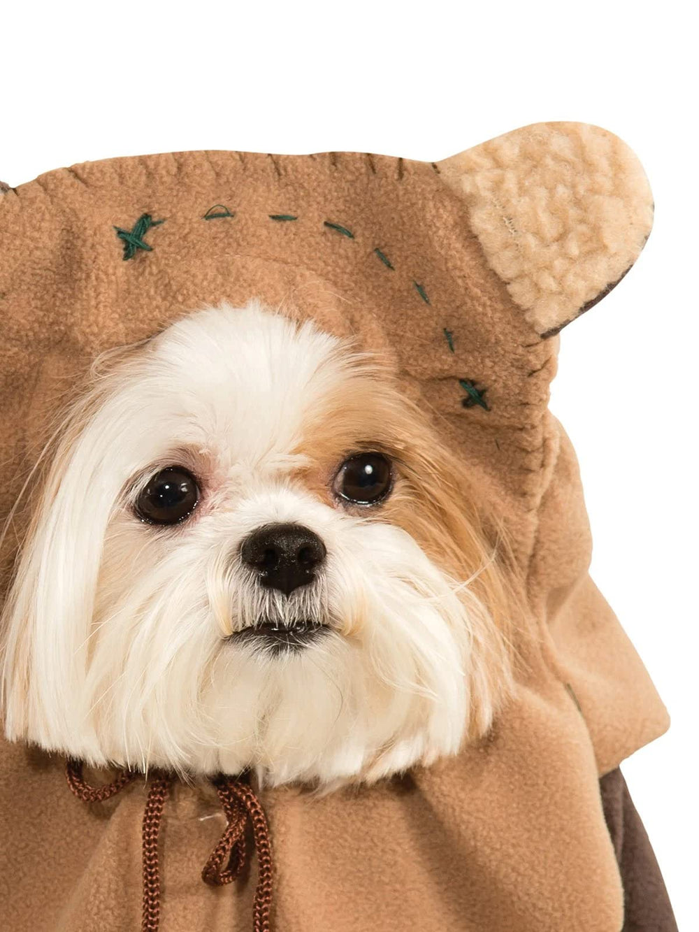 Close-up of Rubie's Ewok headpiece with floppy ears for authentic detail.