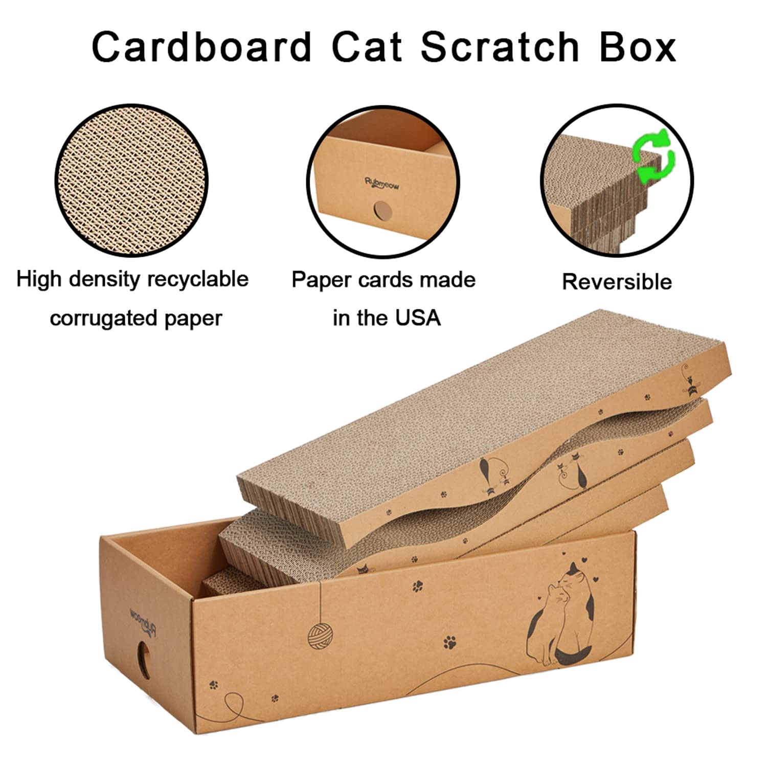 RUBMEOW indoor-cats scratching set showcased with four boards for multi-cat homes.