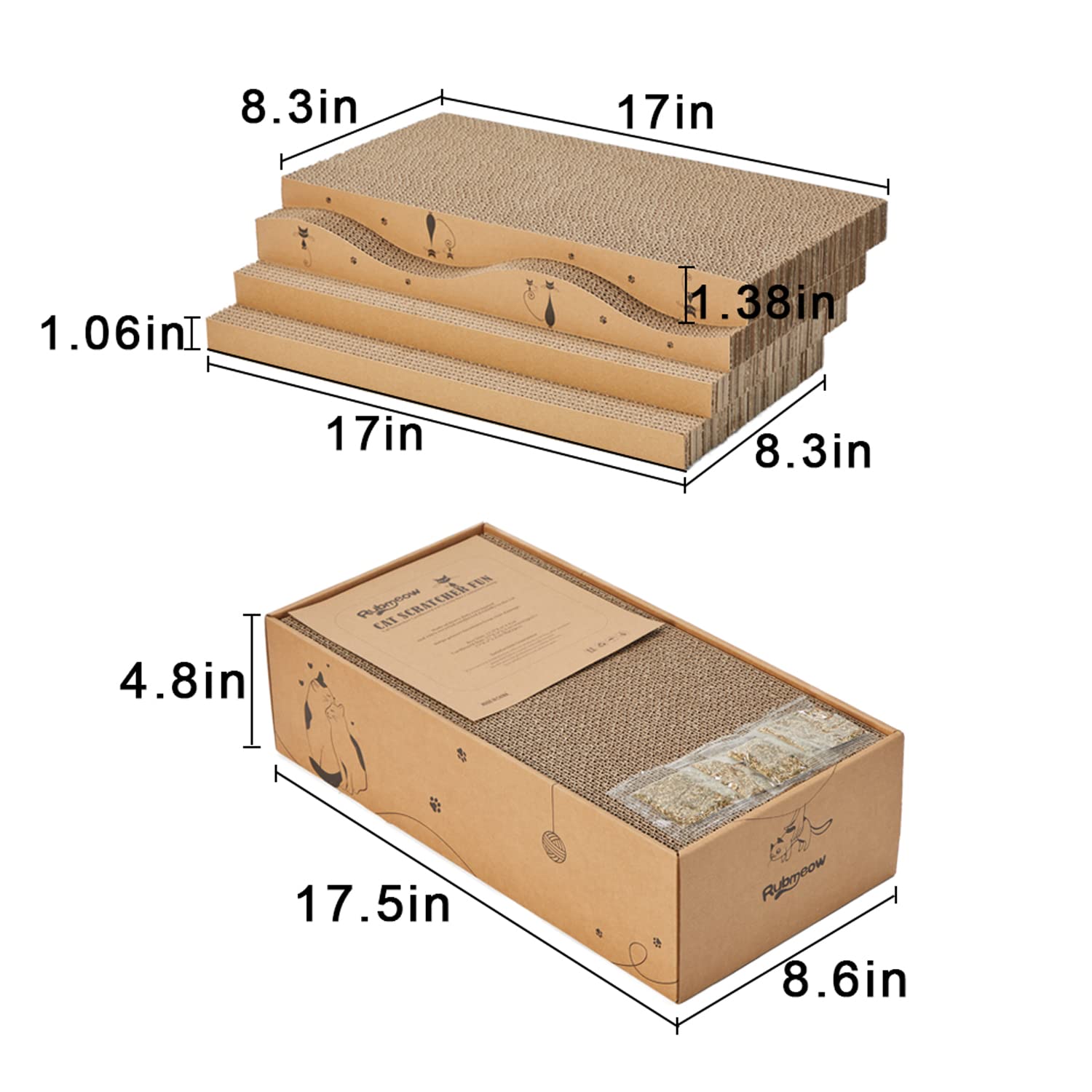 RUBMEOW outer box collects scraps to keep the space tidy.