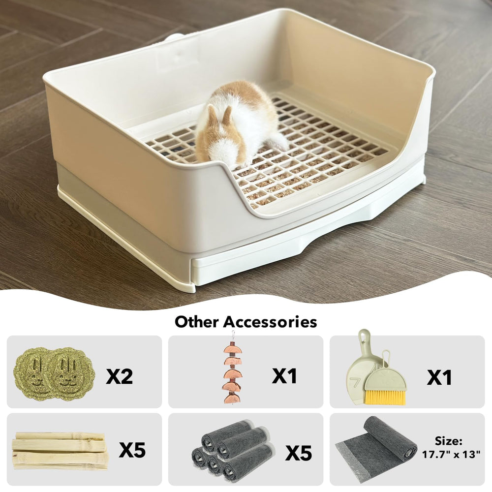 RubyHome oversize rabbit litter box with drawer, side view highlighting roomy interior.