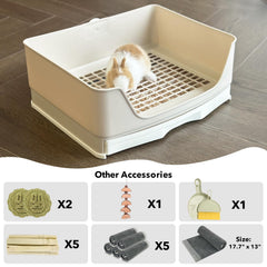 RubyHome oversize rabbit litter box with drawer, side view highlighting roomy interior.