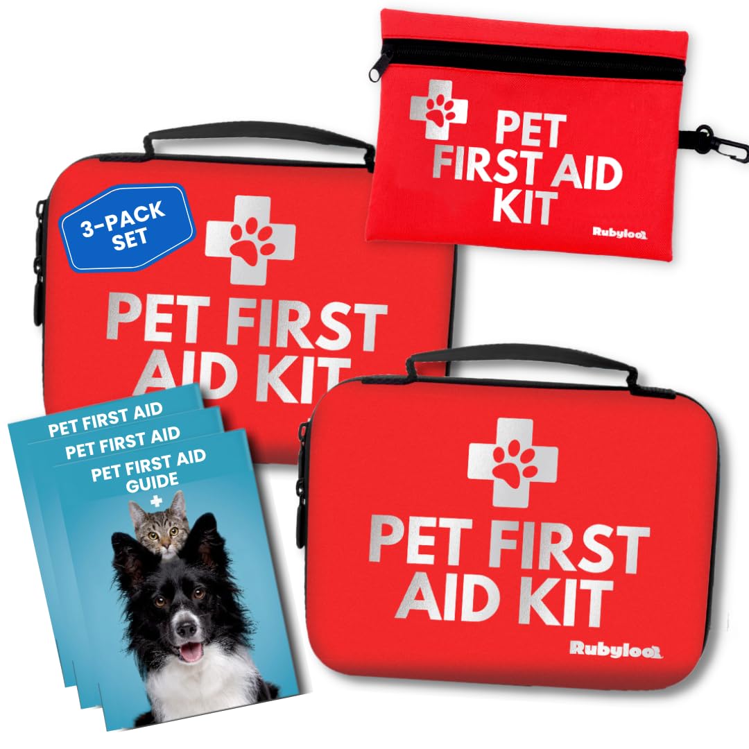 Rubyloo dog first-aid kit 3-pack front view for home car and trail readiness