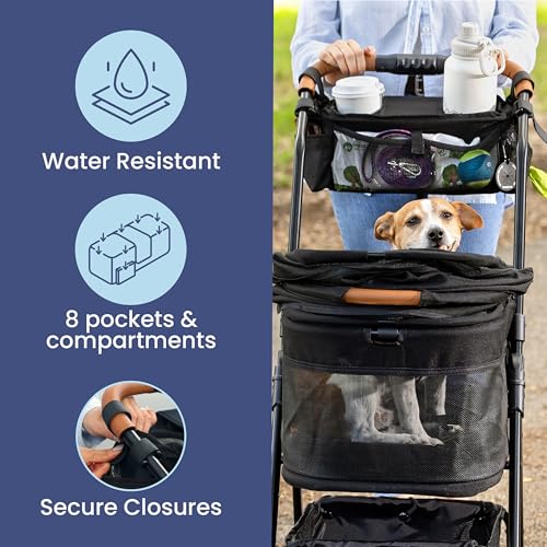 Rubyloo dog stroller caddy fits 14-19 inch handlebars securely.