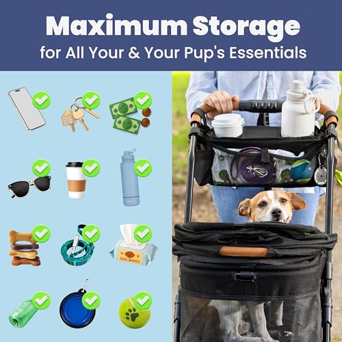 Rubyloo dog stroller caddy weather-resistant fabric withstands outdoor use.