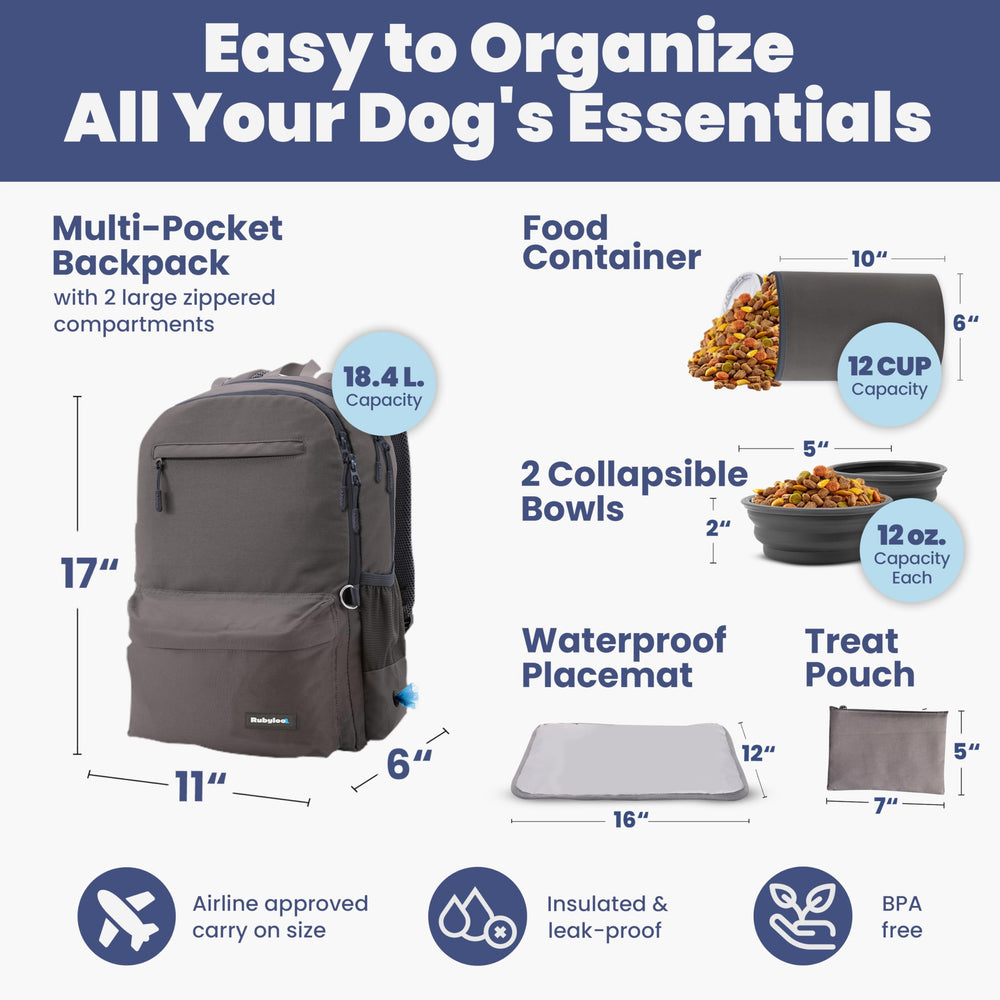 RubyLoo dog travel backpack water bottle holder supports hydrated hikes