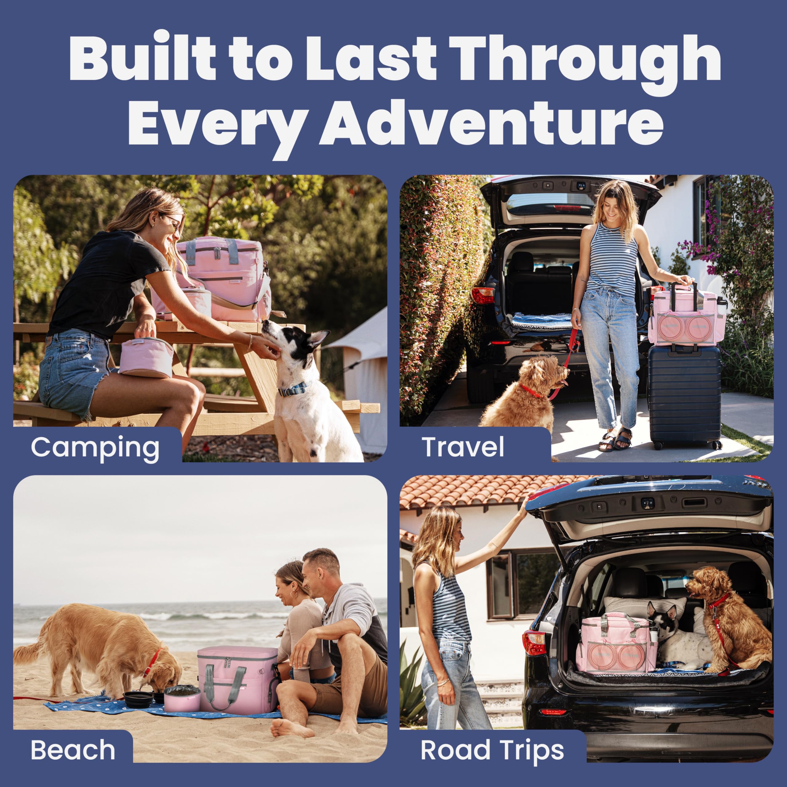 Rubyloo Doggy Bag food containers in Lt Pink keep meals neat while traveling