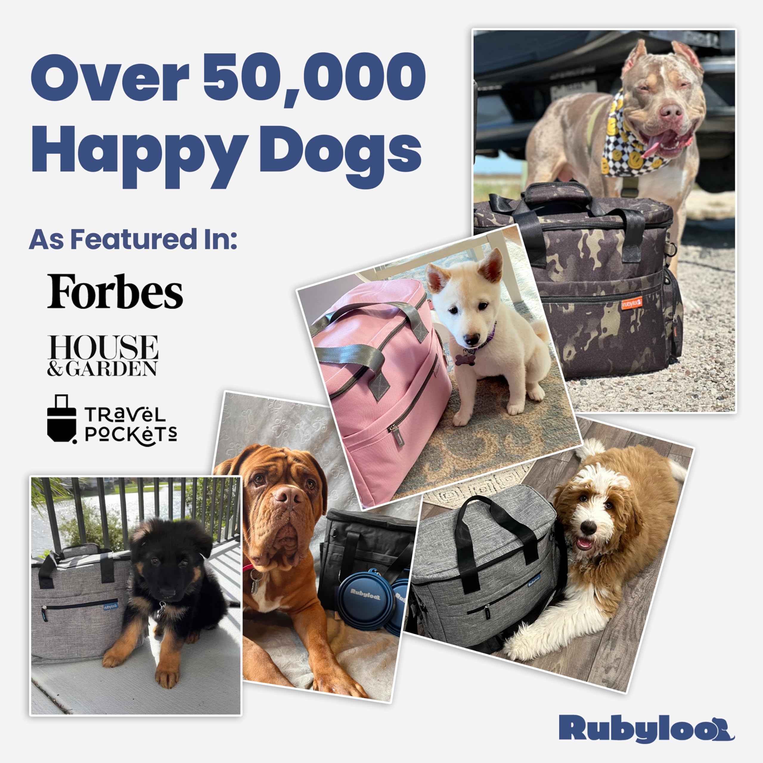Rubyloo Doggy Bag rugged zippers endure rugged camping trips.