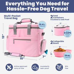 Rubyloo Doggy Bag travel bowls in Lt Pink demonstrate on-the-go feeding