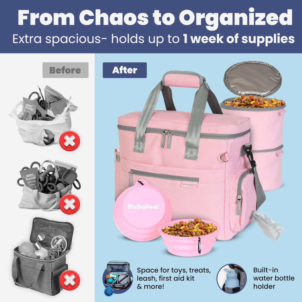 Rubyloo Doggy Bag fits under seat in Lt Pink for TSA-friendly travel