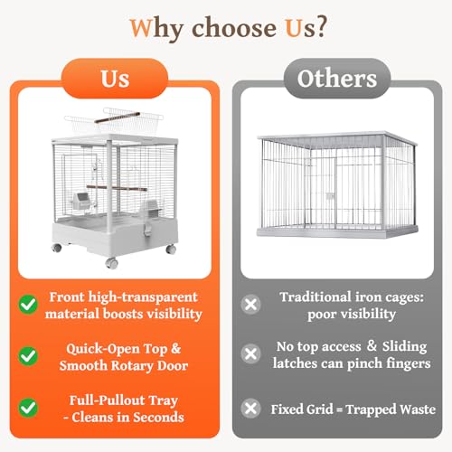 Ruexue Clear View cage with 04-inch bar spacing enhances small-bird safety.