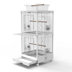 Ruexue 2-in-1 dividable cage front view shows dual zones for birds and easy supervision.
