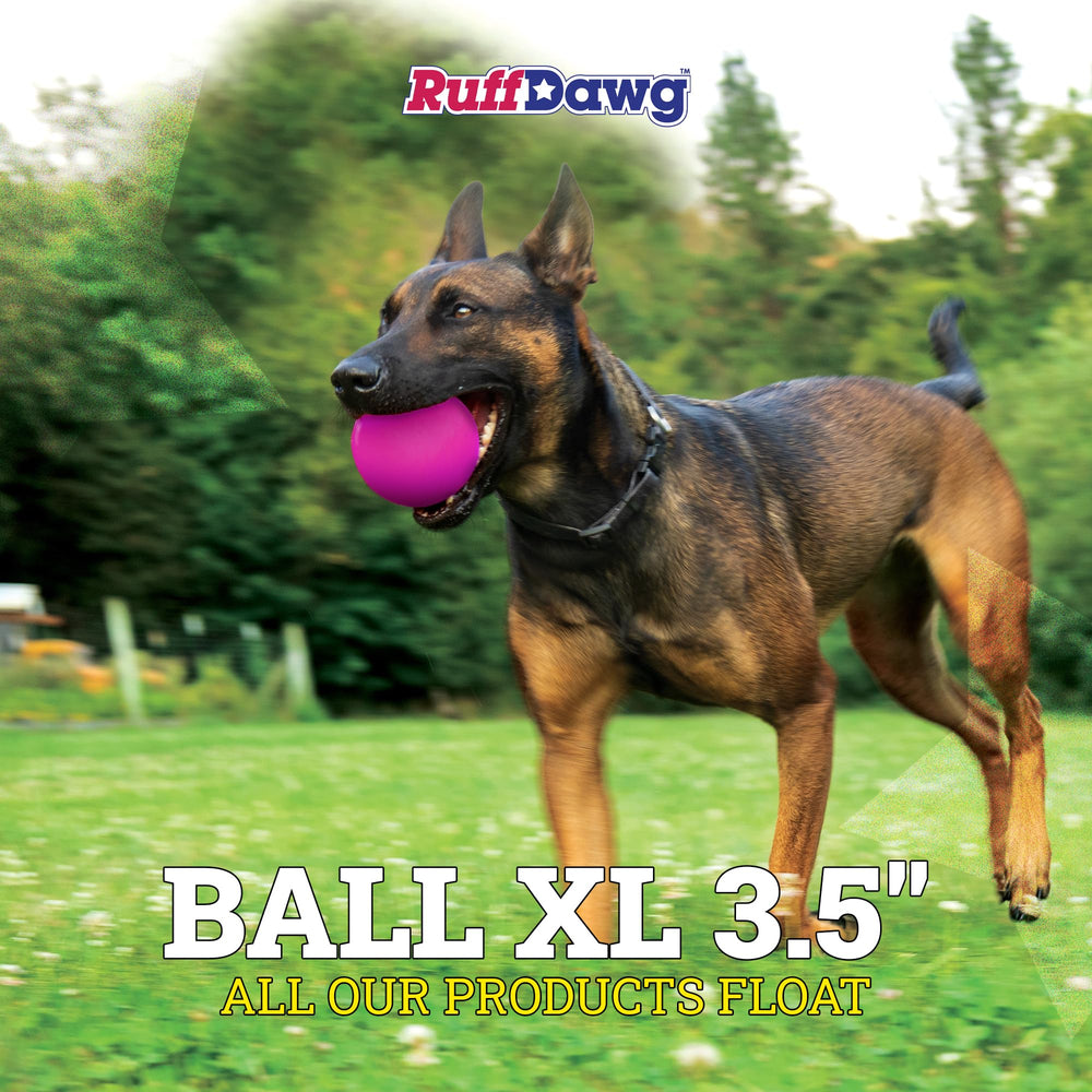 Ruff Dawg Ball XL neon yellow outdoor play stays visible during yard adventures