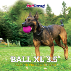 Ruff Dawg Ball XL neon yellow outdoor play stays visible during yard adventures