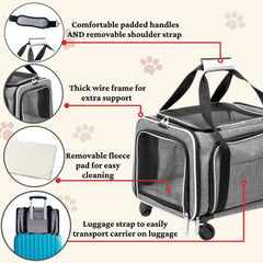 Ruff Life 101 two-sided expansion pet carrier side view grey offers extra room to stretch.