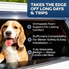 Ruff Liners machine-washable-cover image shows easy cleanup after adventures.