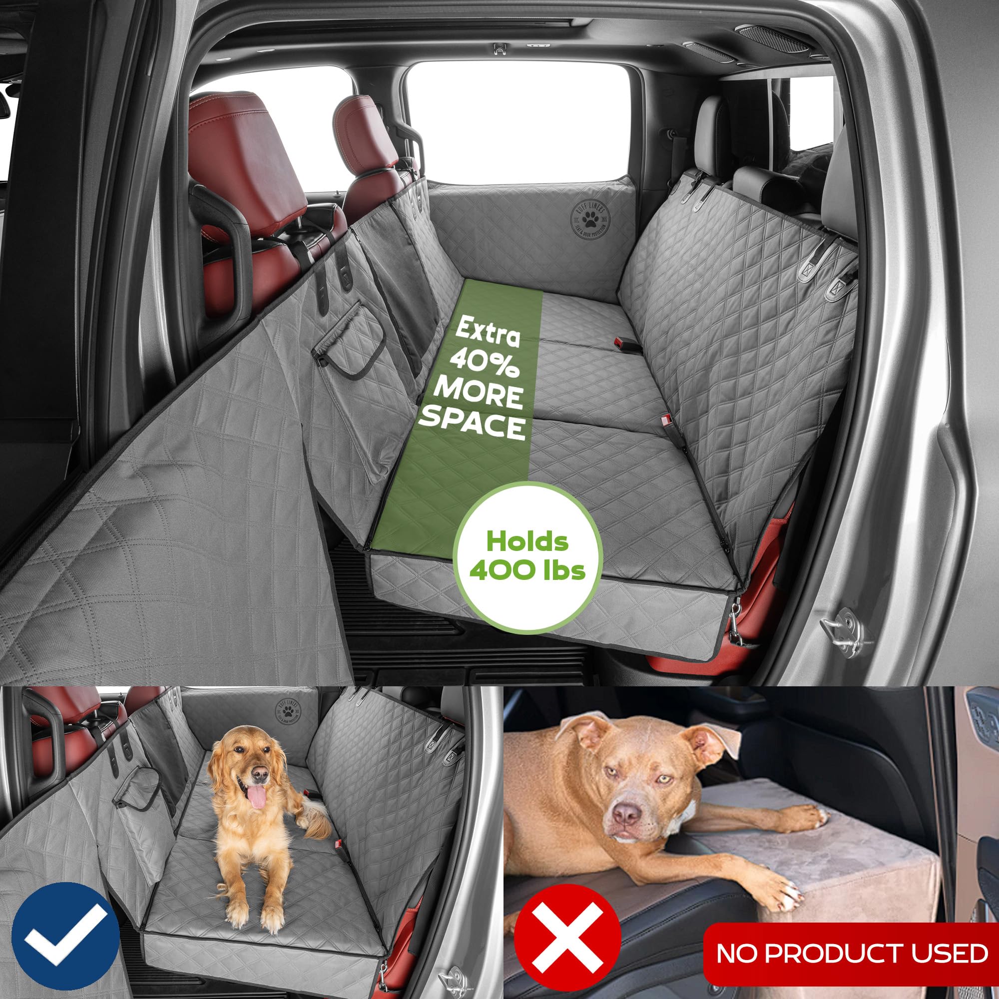 Ruff Liners dogs sprawl on extender with comfortable spread