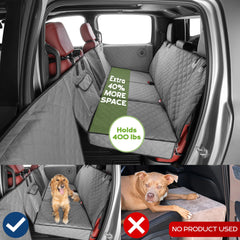 Ruff Liners dogs sprawl on extender with comfortable spread