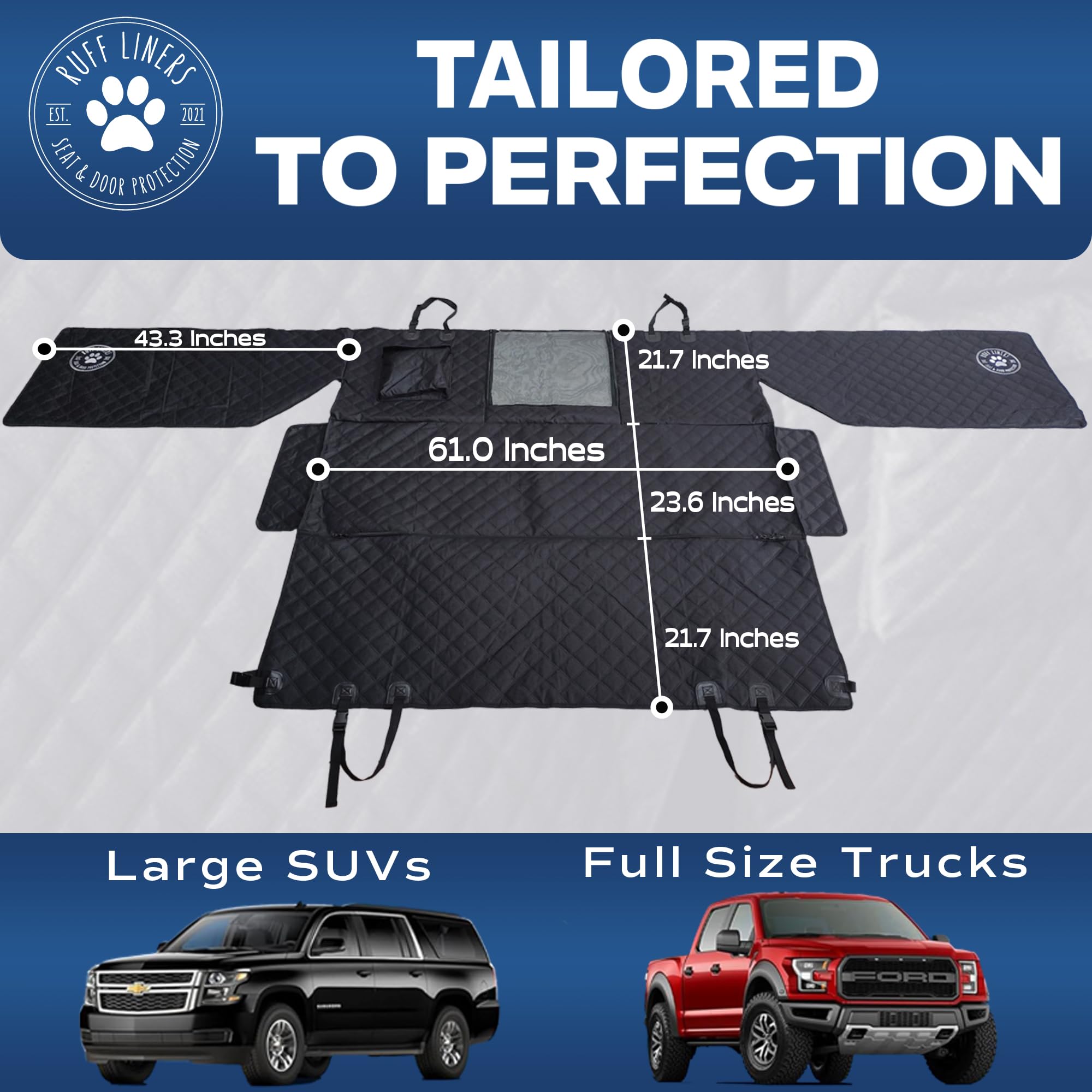 Ruff Liners heavy-duty zipper and door protection illustrate durable protection in busy trips.