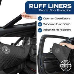 Ruff Liners Medium back seat extender hard-bottom provides stable space for dogs.