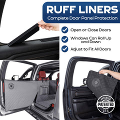 Ruff Liners XL demonstrates door panel protection for full-size crew cabs on the go.