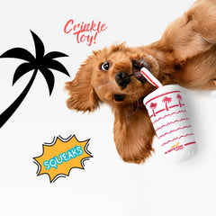 RUFF PUFF Palm Cup Toy shows hidden squeaker to boost interactive play.
