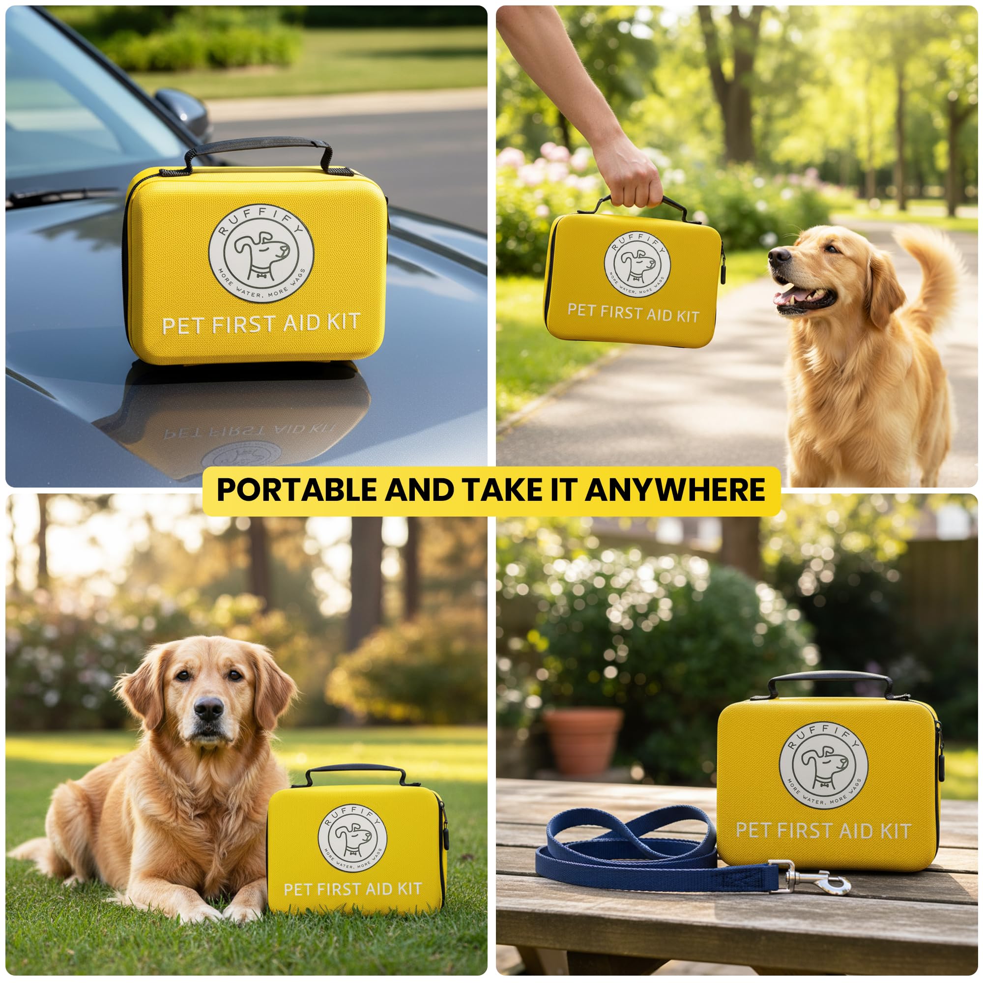 Ruffify slip leash tucked inside for on-the-go safety