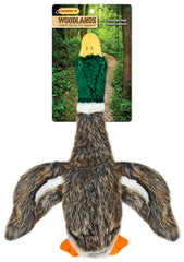 Ruffin' It Woodlands Mallard plush dog toy front view for engaging fetch play.