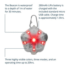 Ruffwear Beacon light viewed from all angles for constant visibility