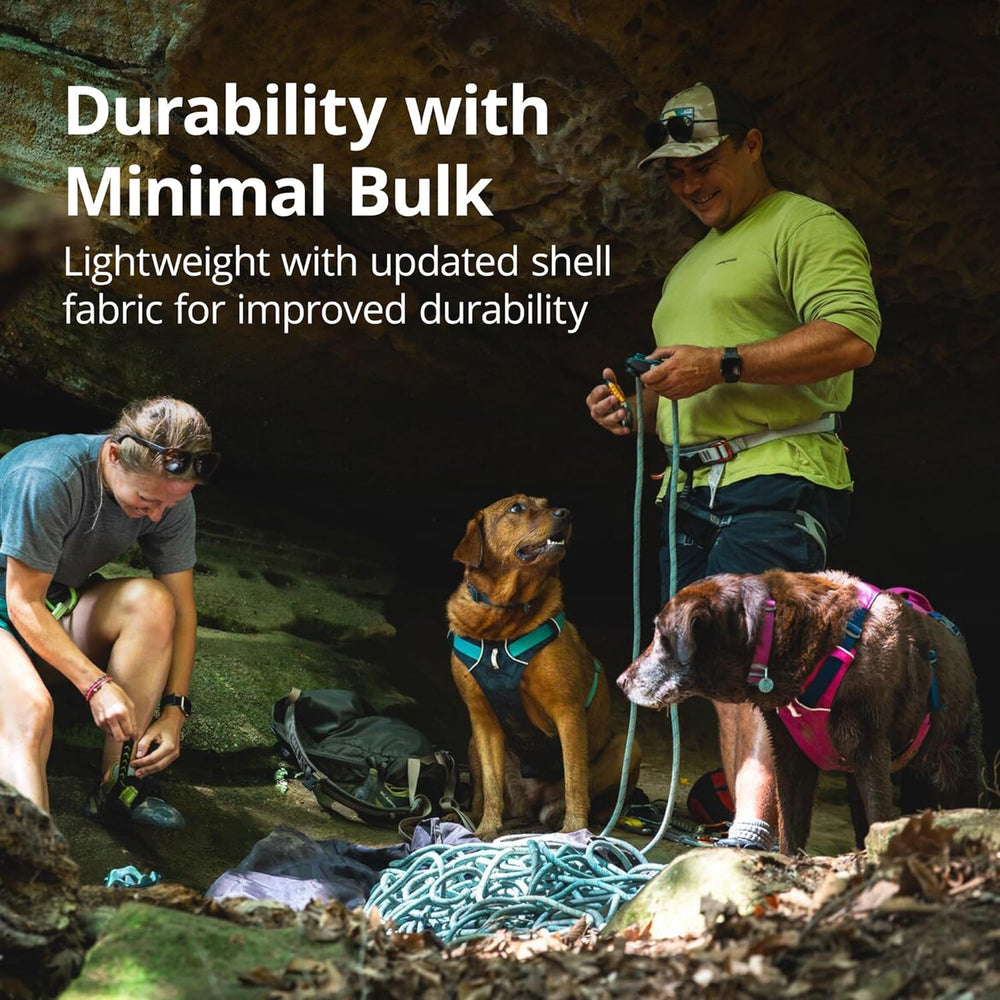 Ruffwear Flagline chest and rear loops support secure no-pull guidance.
