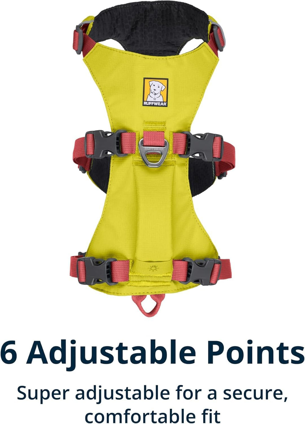 Ruffwear Flagline reflective trim enhances visibility at dawn or dusk.